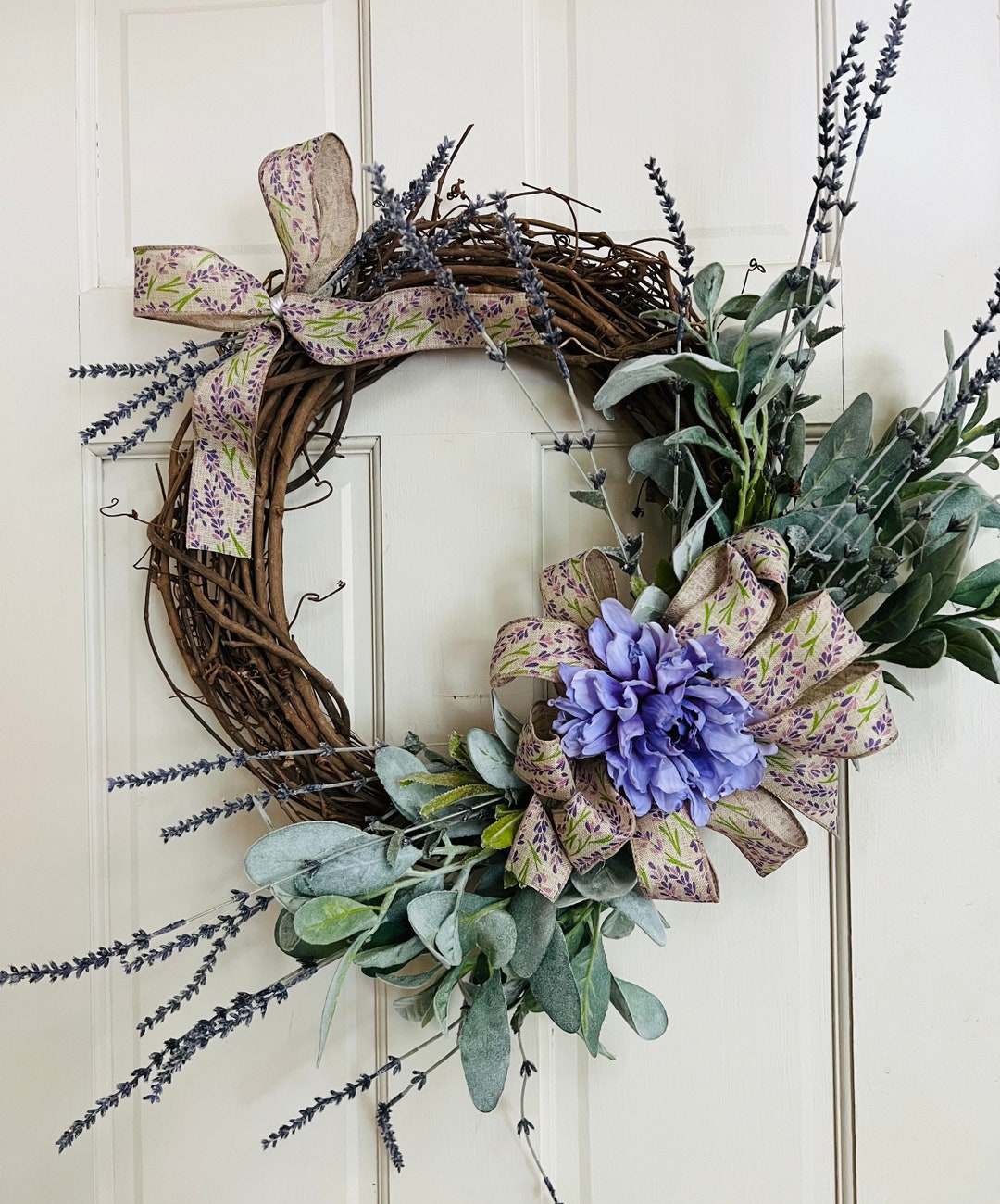 Lambs Ear and Lavender Wreath - Etsy