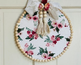 Colgante de pared de aro de madera boho