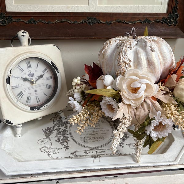 Pumpkin Candlestick Arrangement/Fall Decor