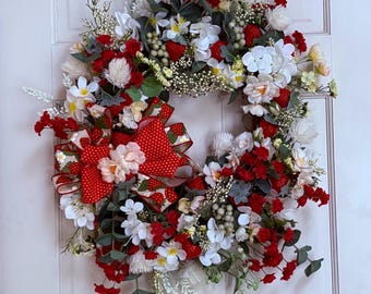 Strawberry and Daisy Summer Wreath, Greenery Wreath With Strawberries ...