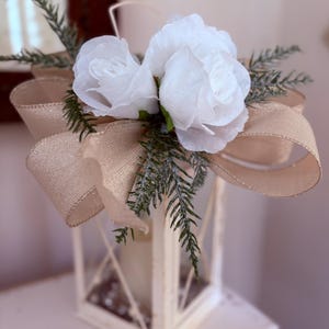White and gold lighted lantern/Christmas Decor