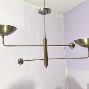 Mid Century 2 Light Curved Pendant Sputnik Chandelier Antique Patina Modern Ceiling Fixture,Ceiling Light fixture
