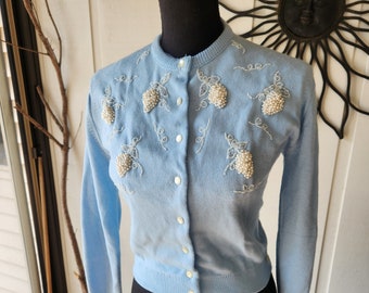 Vintage ladies' powder blue acrylic sweater
