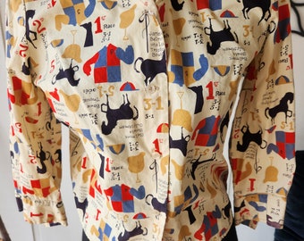 Vintage novelty horseracing print blouse