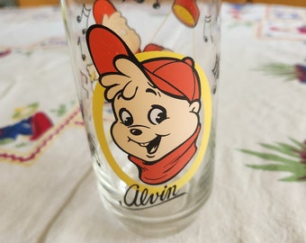 Vintage Alvin drinking glass from 1985