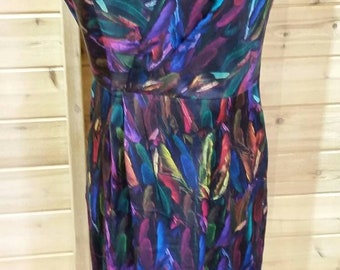Vintage Multicolor Rainbow Colorsplash Wiggle Dress
