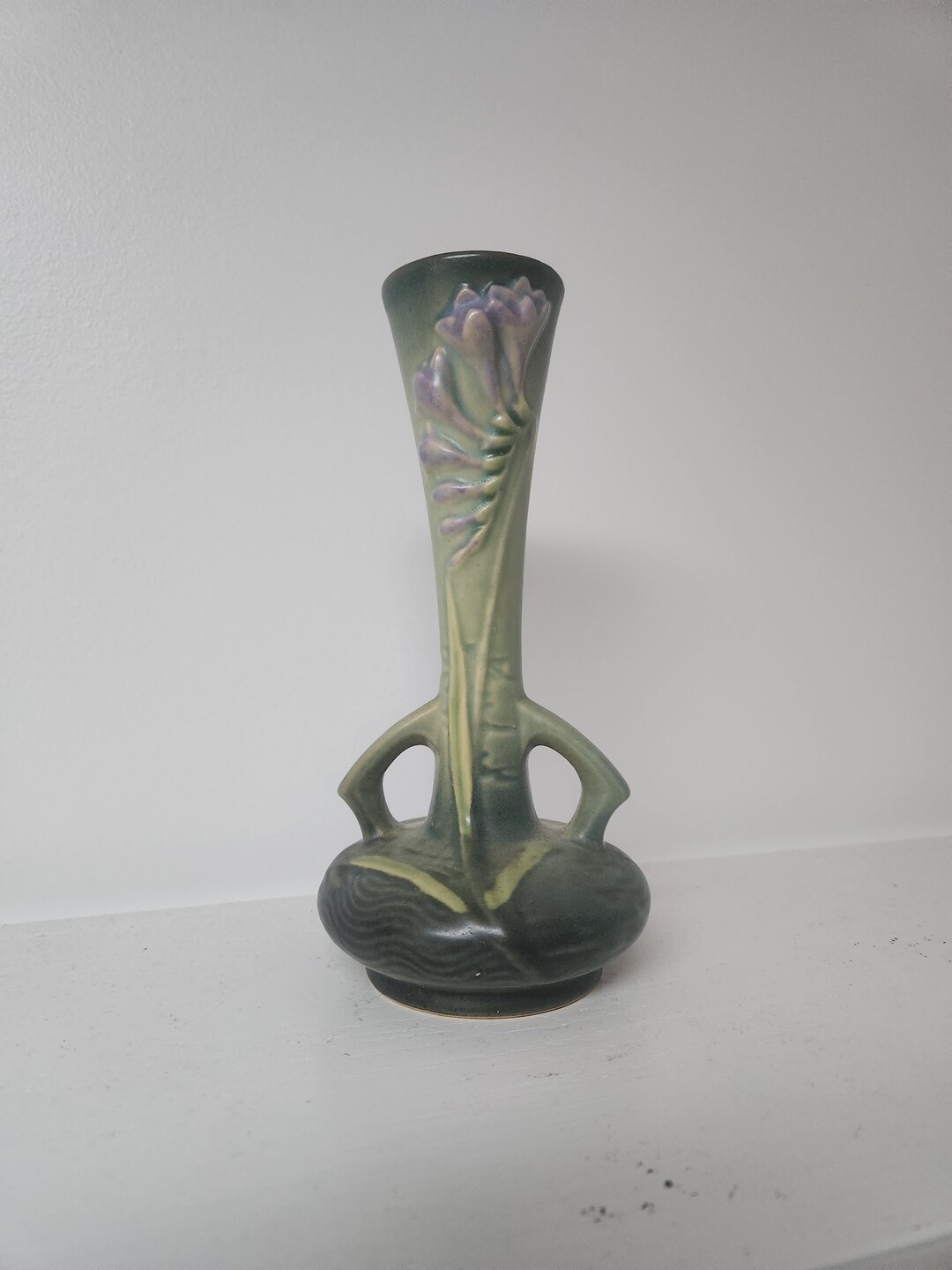 Vintage Roseville Bud Vase. Freesia Pattern. Green Etsy