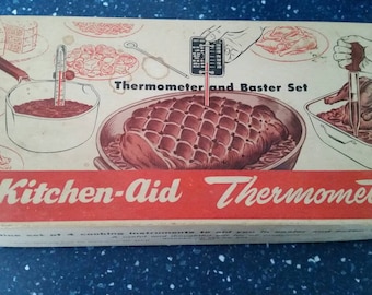 Vintage Kitchenaid thermometer and baster set. Mint in original box