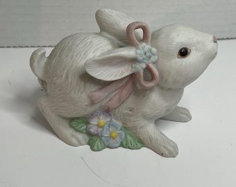 Bunny Blossoms Home Interiors Figurines Shelf Sitter Easter Decor Rabbit #1444