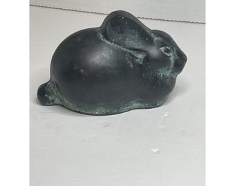 Japanese Bronze Hare Rabbit Bunny Bunnies Statue Paperweight Vintage