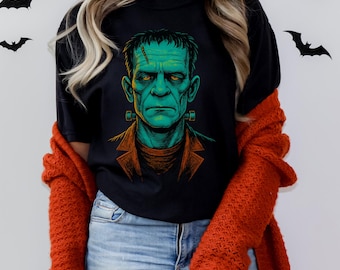 Comfort Colors® Frankenstein Graphic Tee, Unisex Halloween Shirt, Vintage Horror TShirt, Spooky Season, Monster T Shirt, Retro Horror