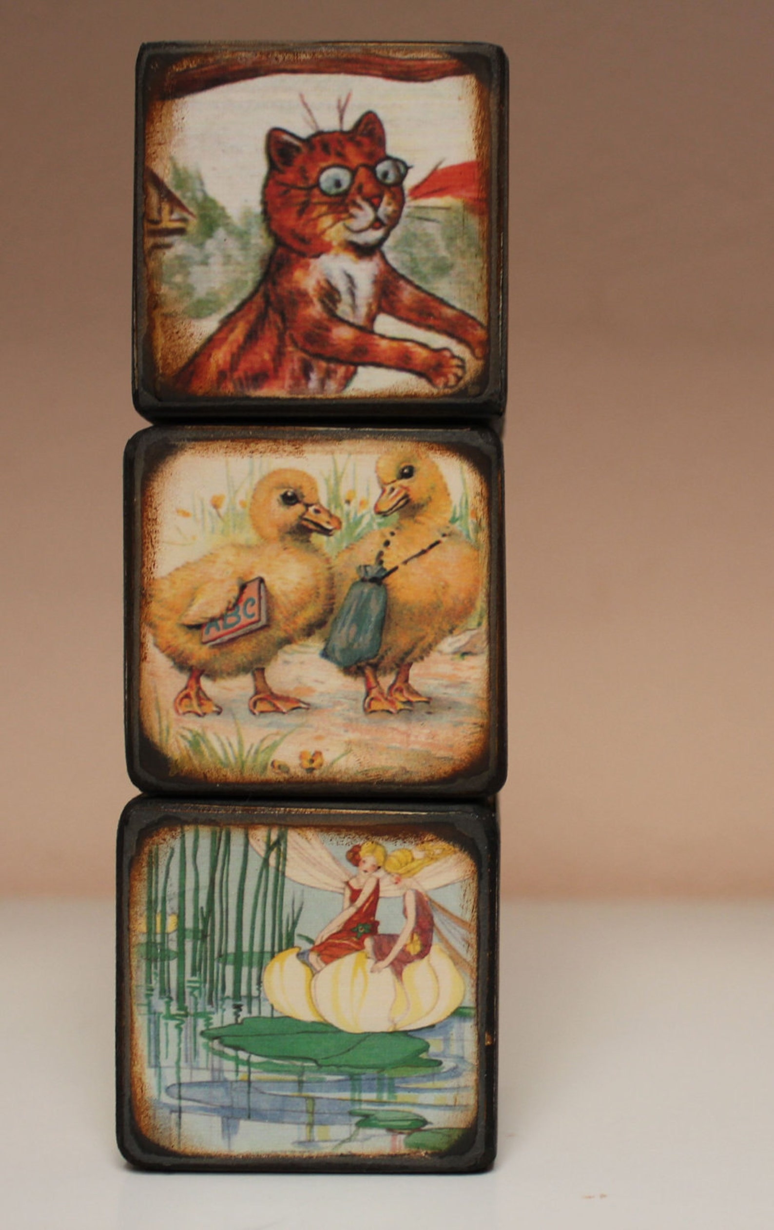 Vintage Looking Story Blocks 2x2 Etsy