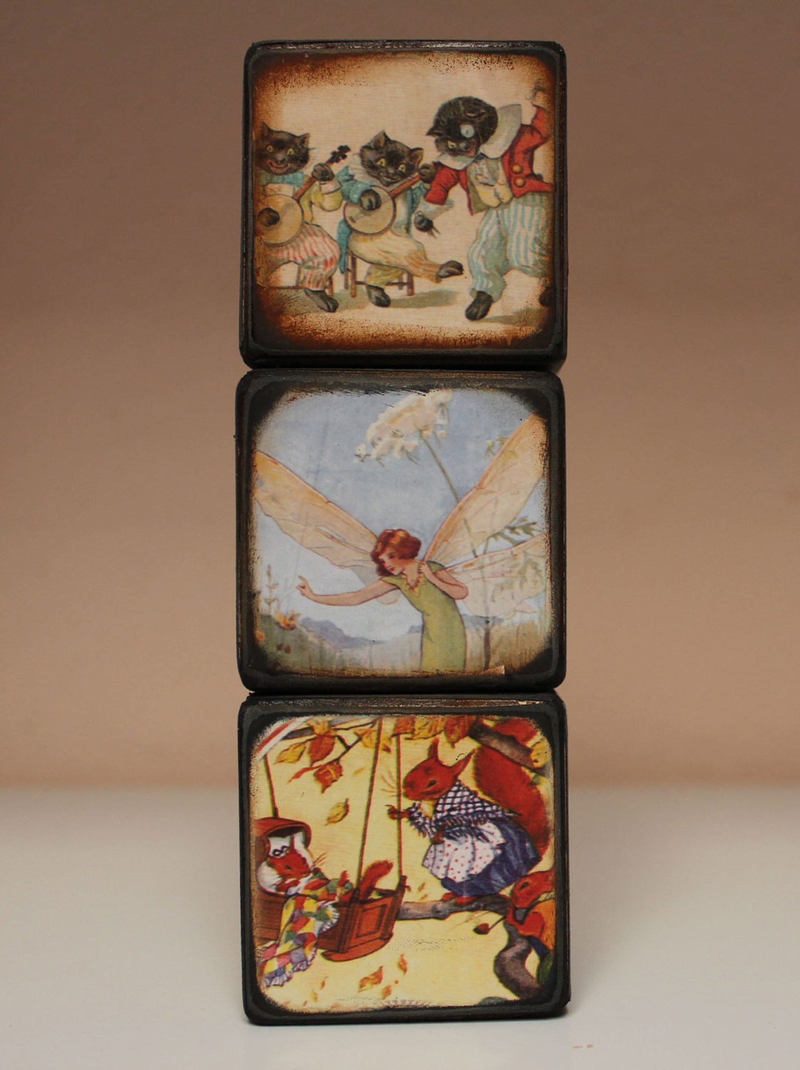 Vintage Looking Story Blocks 2x2 Etsy