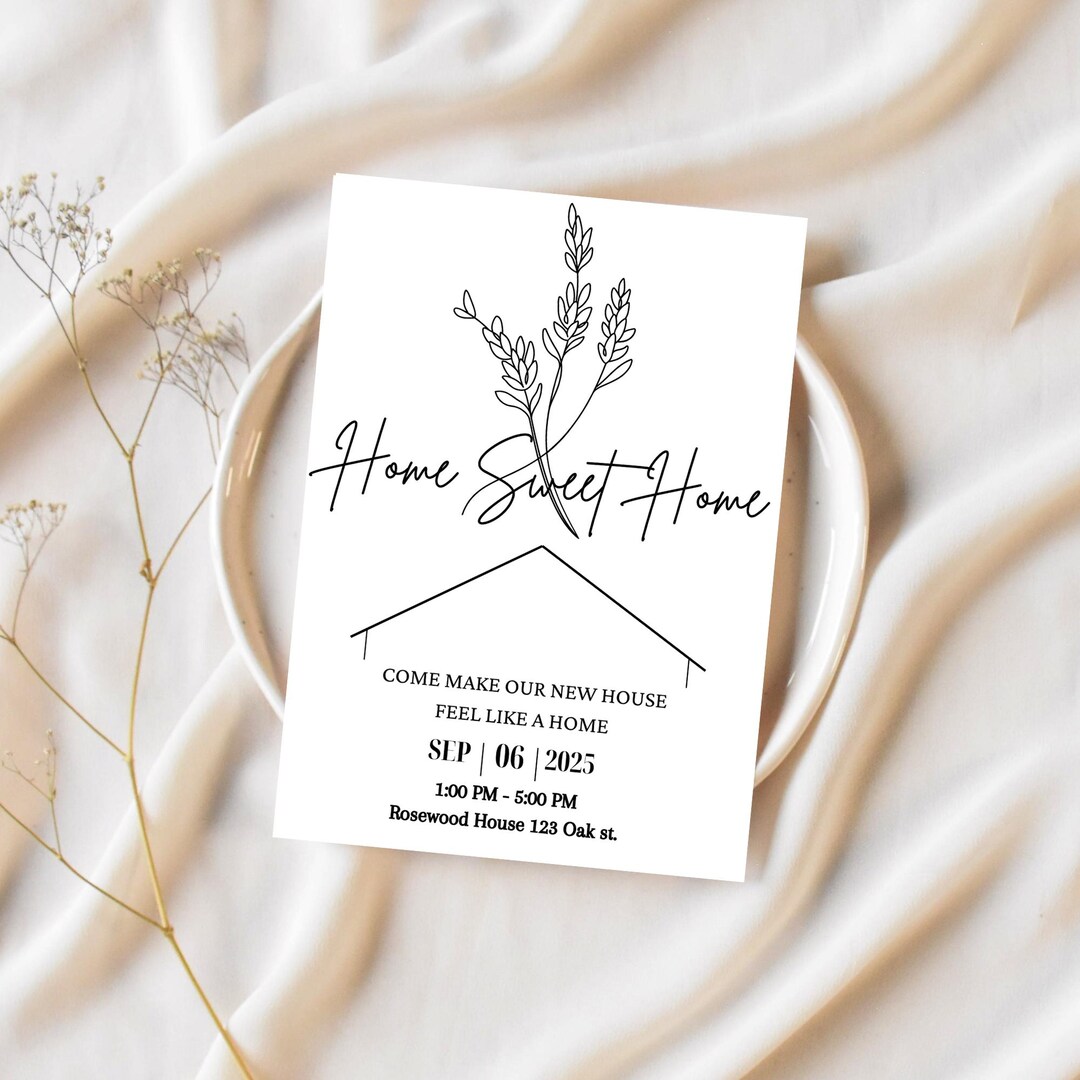 Minimalist Housewarming Invitation Template: Editable New Home Party ...