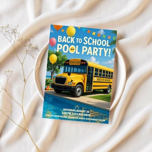 Back to School Pool Party Invitation: Editable Summer Bash Template (Digital Download)
