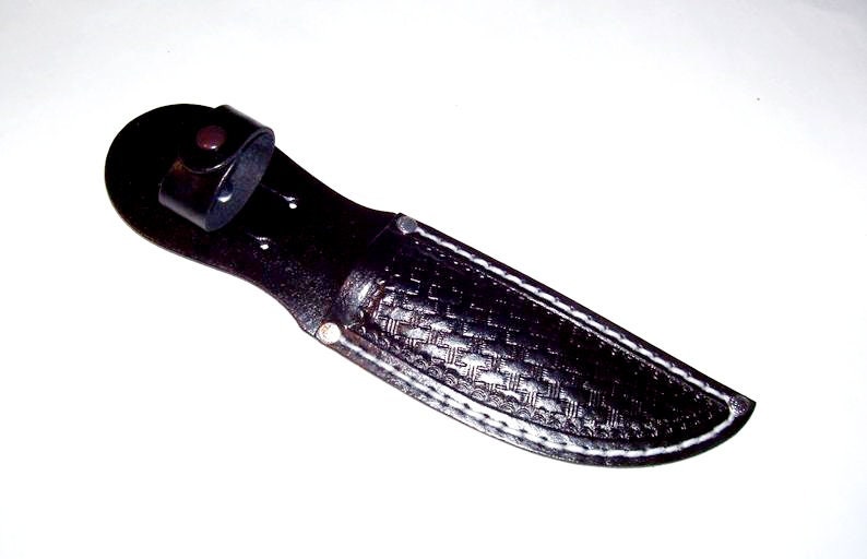 Hand Tooled-5 Blade-Left/Right Handed-Black Basket Weave Leather Knife Sheath-Birthday Gift. Holiday Gift.Made In USANew-item BBW-02 image 3