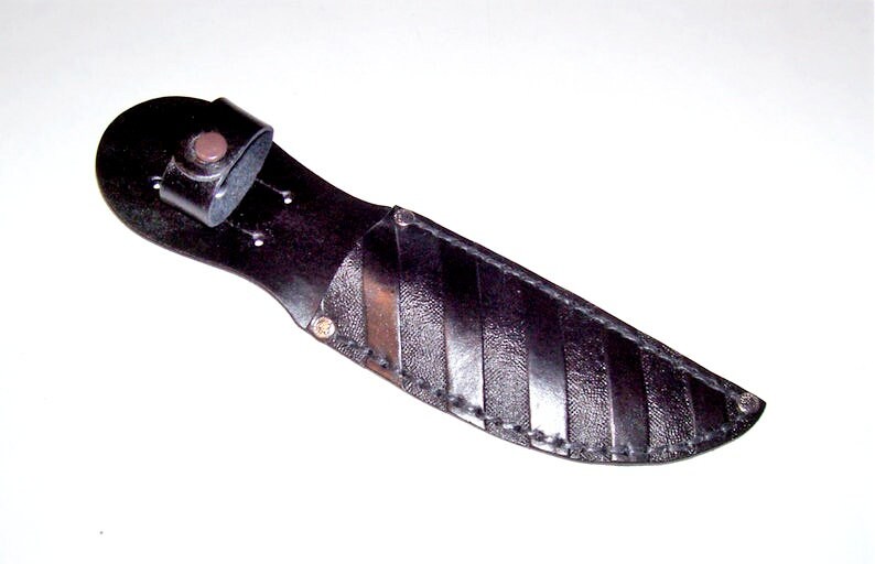 GENUINE LEATHER ENGRAVED CUSTOM HANDMADE SHEATH FOR FIXED BLADE KNIFE /  HOLSTER