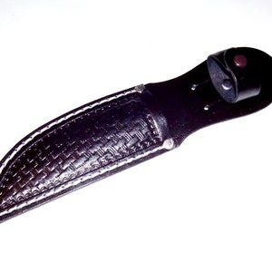 Hand Tooled-5 Blade-Left/Right Handed-Black Basket Weave Leather Knife Sheath-Birthday Gift. Holiday Gift.Made In USANew-item BBW-02 image 4