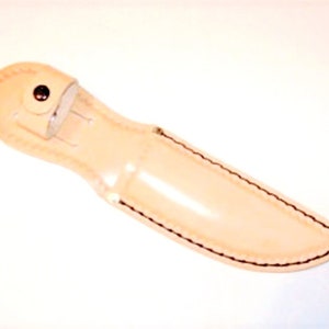 Hand Tooled Leather Knife Sheath: Natural Camo Design, 5&quot; Blade USA Made