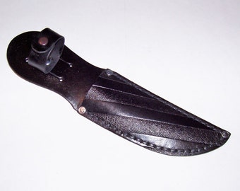 Hand Tooled-5" Blade-Left/Right Handed-Black Beveled Leather Knife Sheath-Birthday Gift. Holiday Gift.-"Made In USA"-New-item BBL-08