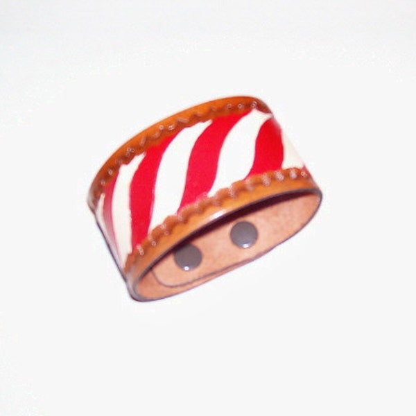American Flag Hand Tooled Leather Wristband