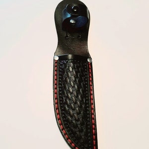 Hand Tooled-5 Blade-Left/Right Handed-Black Basket Weave Leather Knife Sheath-Birthday Gift. Holiday Gift.Made In USANew-item BBW-02 image 7