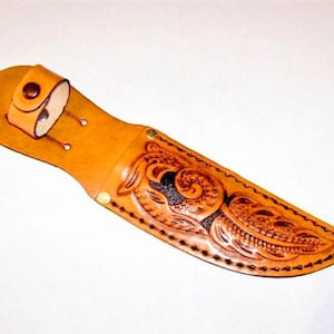 Hand Tooled-5&quot; Blade&quot;-Left/Right Handed-Brown Western Floral Leather Knife Sheath-Birthday Gift.Holiday Gift.-&quot;Made In USA&quot;-New-item BRWF-10