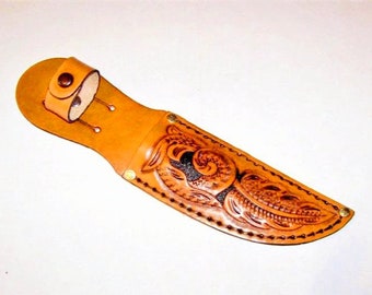 Hand Tooled-5" Blade"-Left/Right Handed-Brown Western Floral Leather Knife Sheath-Birthday Gift.Holiday Gift.-"Made In USA"-New-item BRWF-10