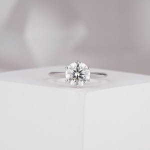 Solitaire Engagement Ring, Round Moissanite Ring, White Gold Ring For Women, Wedding Ring Moissanite, 14K White Gold