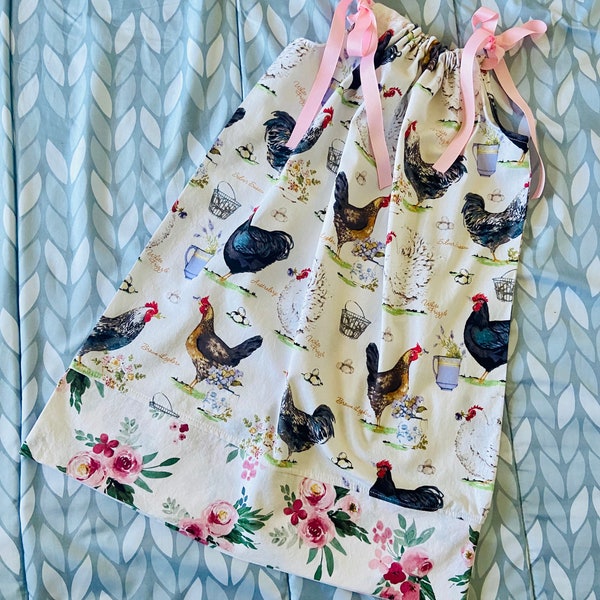 Boutique vintage style Easter Chicken Farm girl Pillowcase Dress sizes 18M - 8 Years