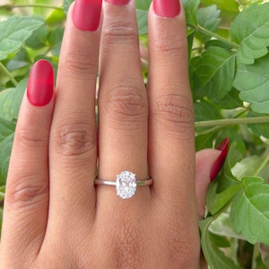 Oval Cut Simulated Diamond Engagement Ring, Oval Solitaire Ring, 925 Sterling Silver Wedding Ring, Anniversary Ring Gift, Bridal Ring