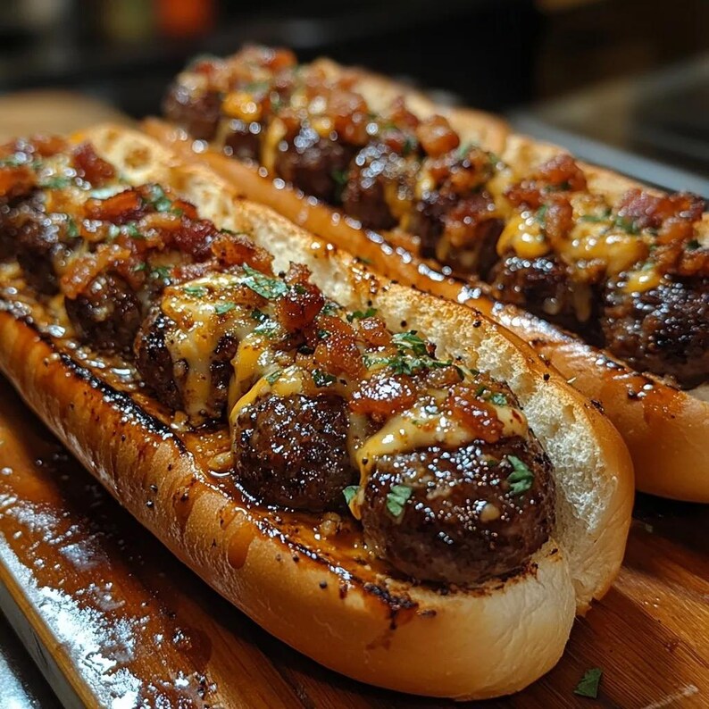 Bourbon BBQ Bacon Cheeseburger Meatball Subs | Easy, Juicy and Flavor ...