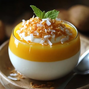 Mango Coconut Panna Cotta .