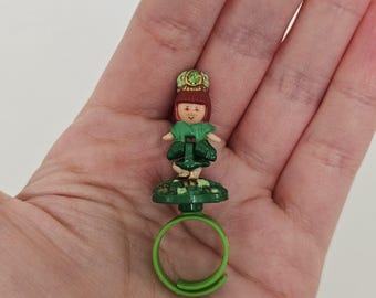 Vintage Polly Pocket Ring - Smaragdgrüne Frühlingszeit Prinzessin Blauer Vogel 1992
