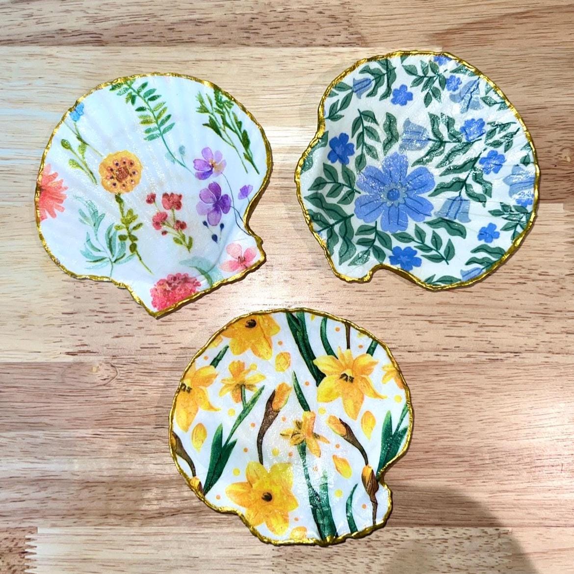 Floral Seashell Jewelry Dishes