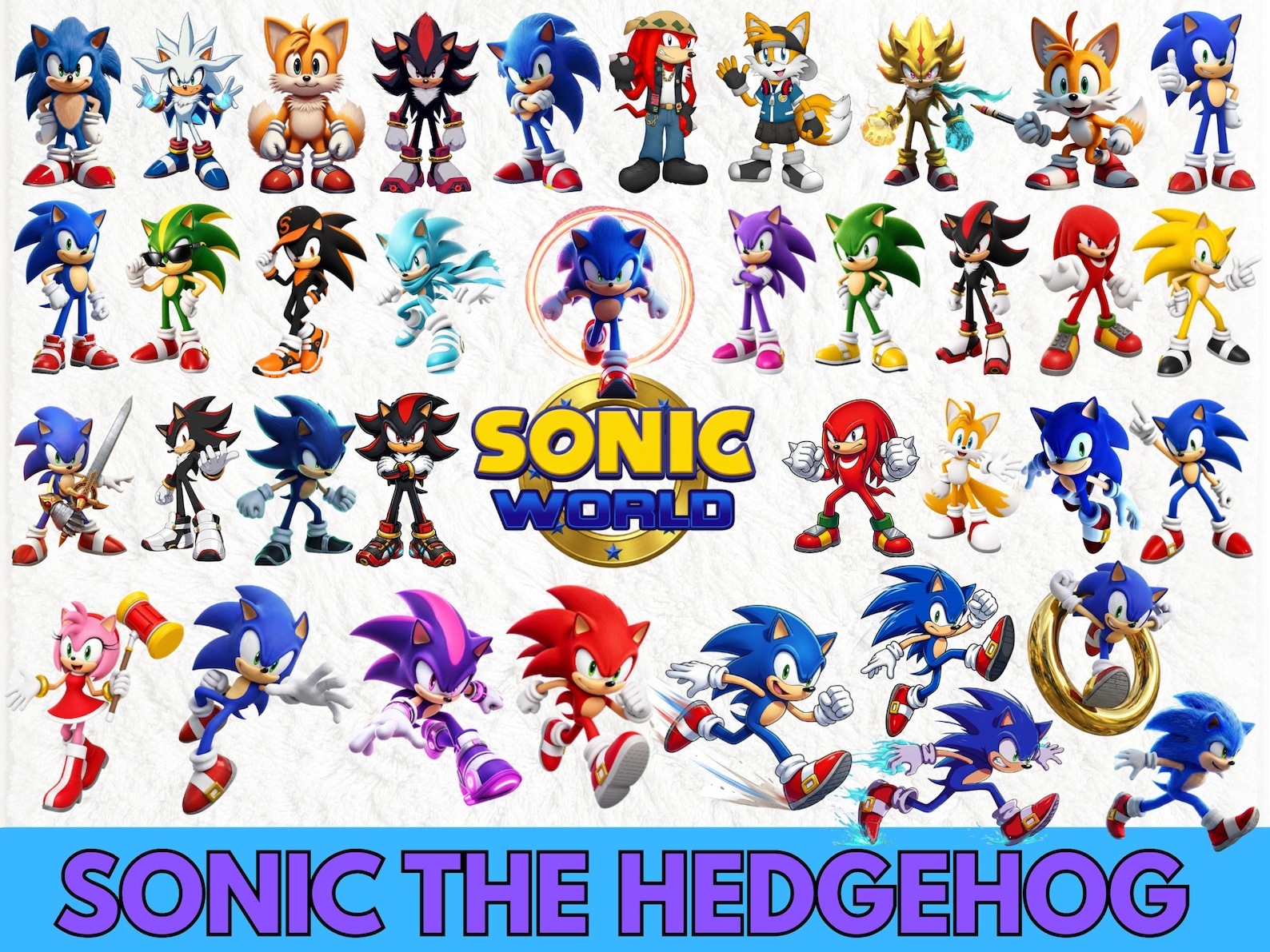 Pacote de PNGs do Sonic The Hedgehog, 40 adesivos de personagens ...
