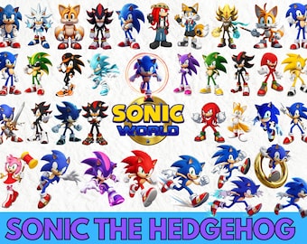 Sonic The Hedgehog PNG Bundle, 40 Character Stickers, Instant Download