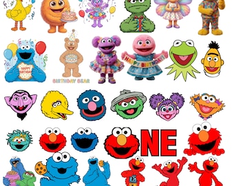 Sesame Street Retro Cartoon PNG Bundle, Elmo Clipart