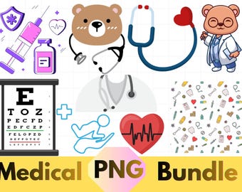 Medical Icons PNG Bundle, Nurse Doctor Clipart (Digital Download)