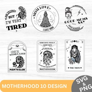 Motherhood skulls bundle10 Design SVG, funny motherhood SVG, mom skull PNG, sassy, skeleton mom