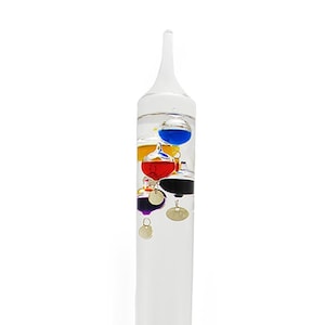 Vintage La Crosse 21&quot; Glass Galileo Thermometer with Floating Colored Vessels