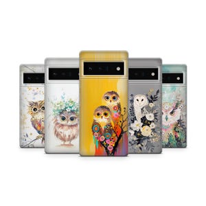 Floral Art phone case Owl cover for Google Pixel 10Pro XL,8a, 7PRO, 6A, IPhone 17 Pro max,15,14, 13,12,11, Samsung S25 Edge,S24,S23