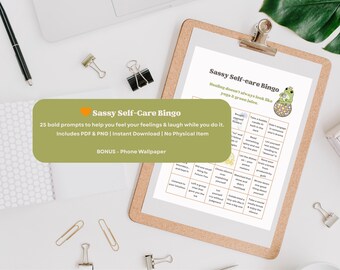 Sassy Self-Care Bingo Card, Printable Wellness Game (Instant Download)
