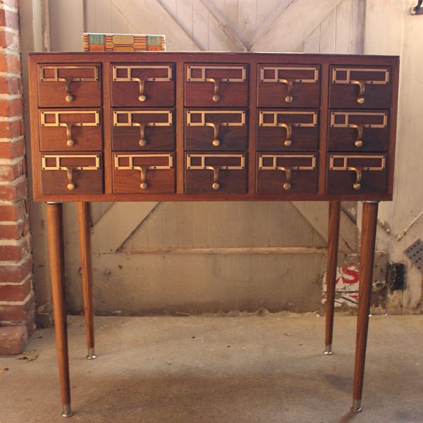 File Away.... Vintage Library Card Catalog File, Library File, Card Catalogue, Card File, Dewey Decimal