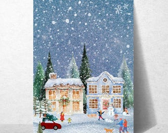 Postkarte Winterlandschaft – Weihnachten, Schneelandschaft & Gemütlichkeit | Grußkarte für Postcrossing und Penpaling