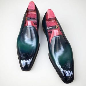 Men Handmade Two Tone Leather Moccasins dress Shoe, Loafer Bespoke Formal Shoes