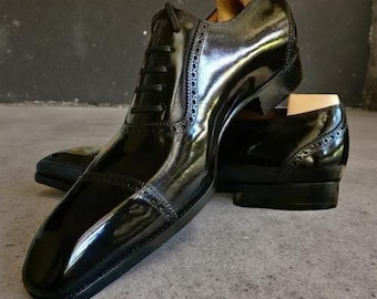 Handgemaakte premium kwaliteit zwart leren Oxford-jurk neus heren veterschoenen