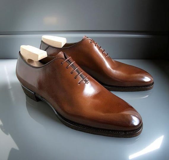 Bespoke Handmade Brown Leather Oxford Whole-cut Lace up  display picture 2