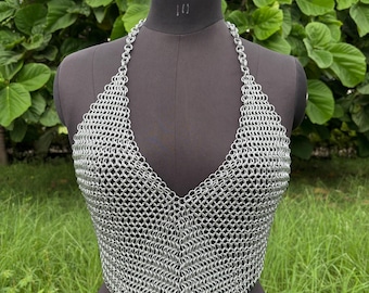 Fashionable Medieval Aluminium Butted 9 mm 16 Guage Chainmail Top For Women