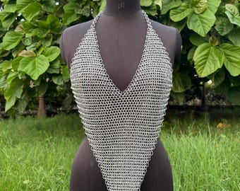 Fashionable Medieval Aluminium Butted 9 mm 16 Guage Chainmail Top For Women